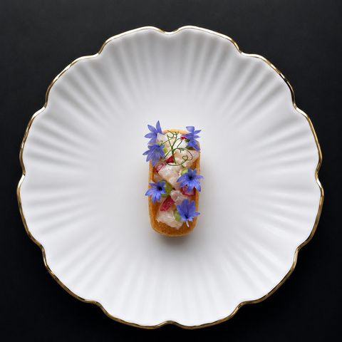 Sea Bream Tartare, Cucumber and Corn Flower