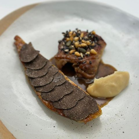 Corn Fed Chicken Breast, Truffle, Parsnip Purée and Wild Rice Granola