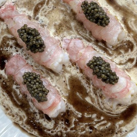 Crudo Langoustines, Cauliflower Velouté, Brown Butter and Caviar